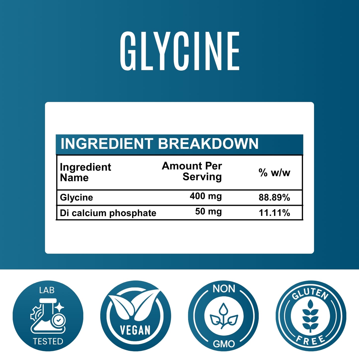 Glycine Capsules 450 mg – Sleep & Recovery Support