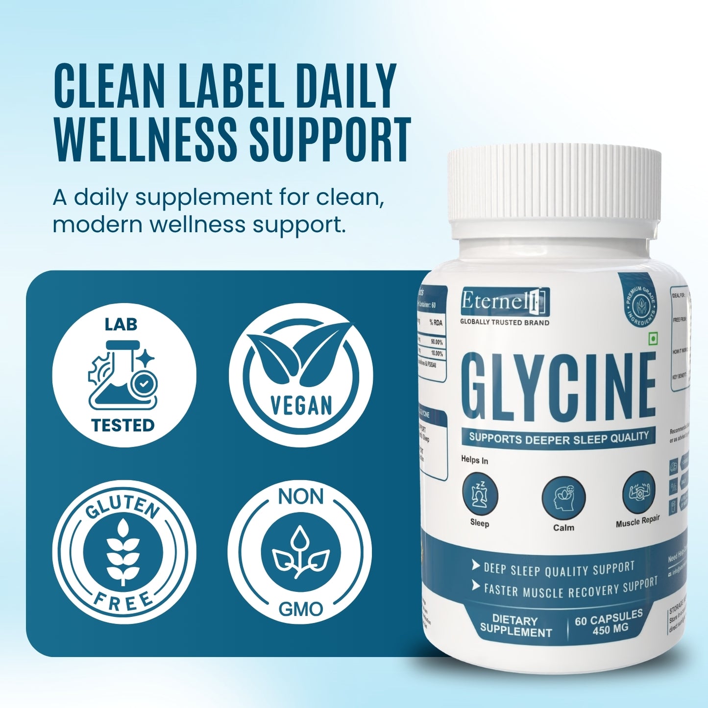 Glycine Capsules 450 mg – Sleep & Recovery Support