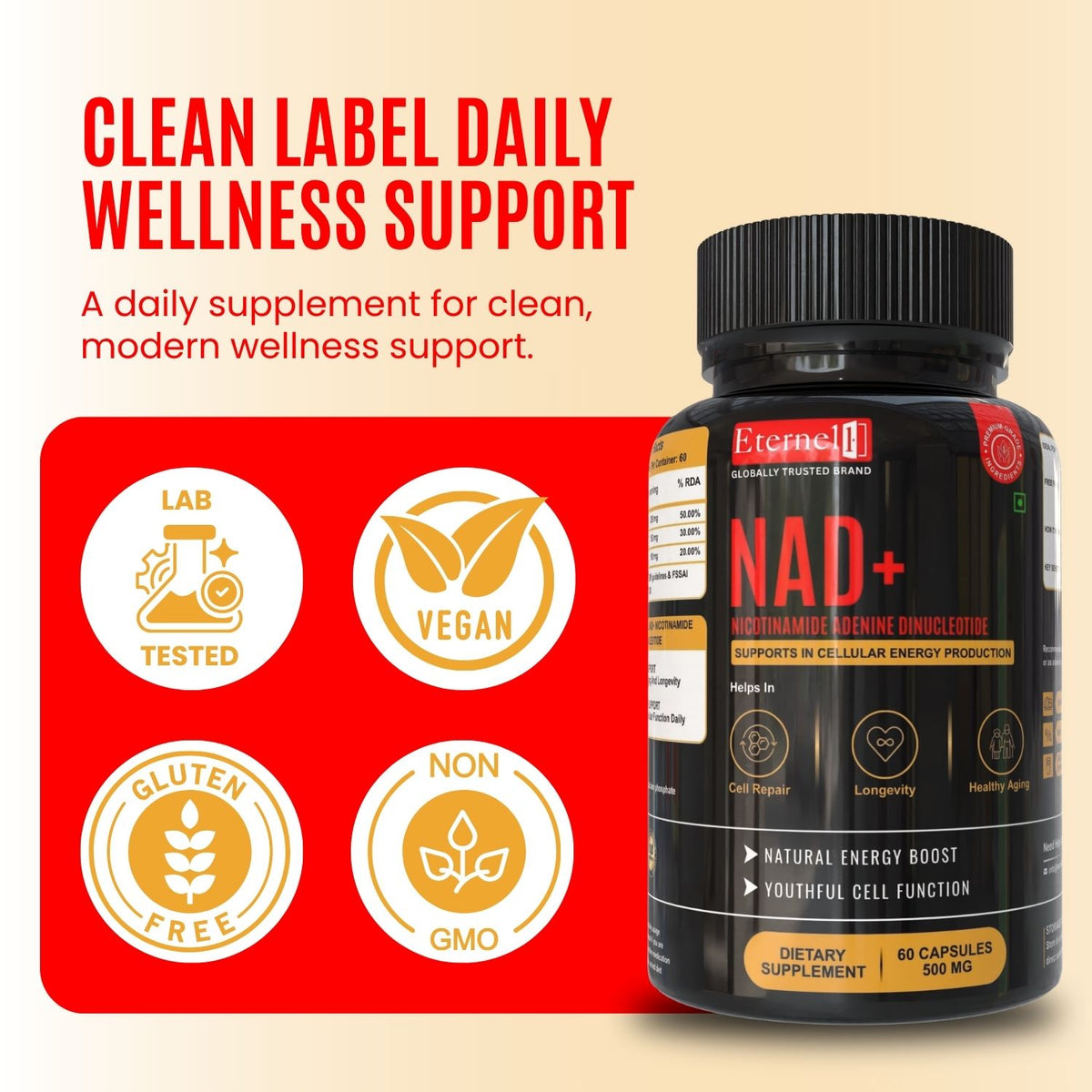 NAD+ Capsules 500 mg – Cellular Energy & Longevity