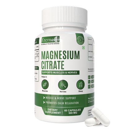 Magnesium Citrate Capsules 500 mg– Absorption & Digestive Support