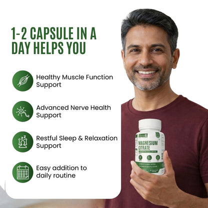 Magnesium Citrate Capsules 500 mg– Absorption & Digestive Support