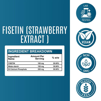 Fisetin (Strawberry Extract) 100 mg  – Anti-Aging & Cellular Health