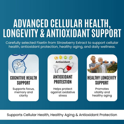 Fisetin (Strawberry Extract) 100 mg  – Anti-Aging & Cellular Health