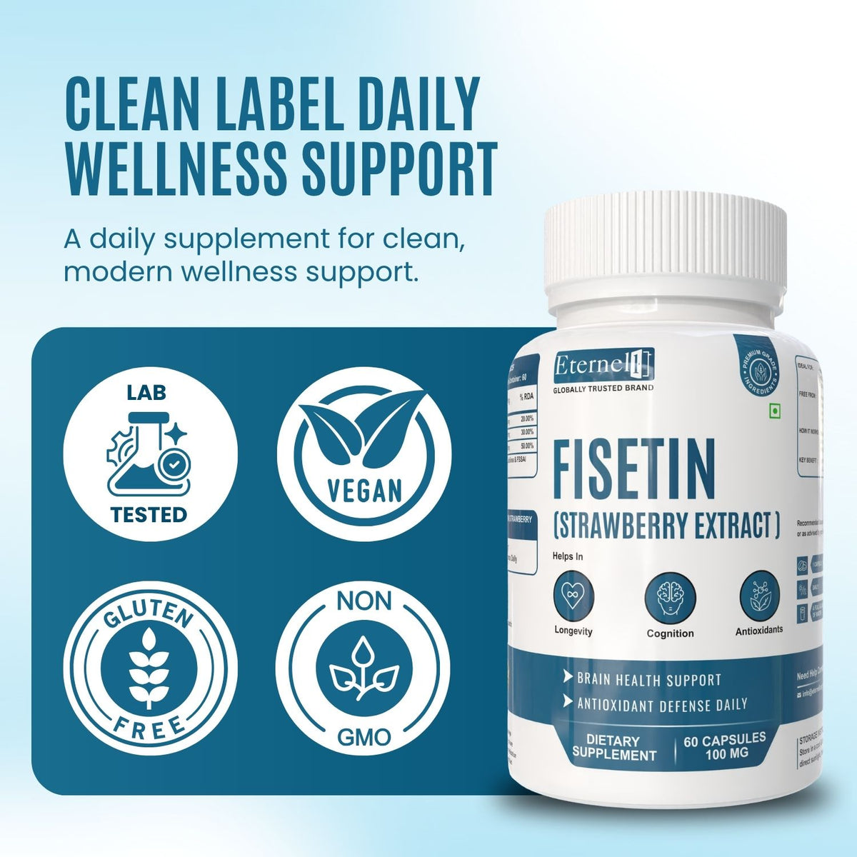 Fisetin (Strawberry Extract) 100 mg  – Anti-Aging & Cellular Health