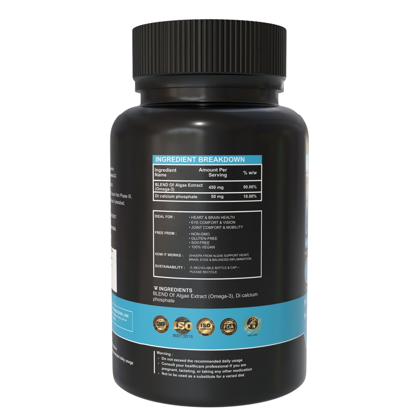 Vegan Omega-3 Veg Capsules 500 mg – Plant-Based Heart Support
