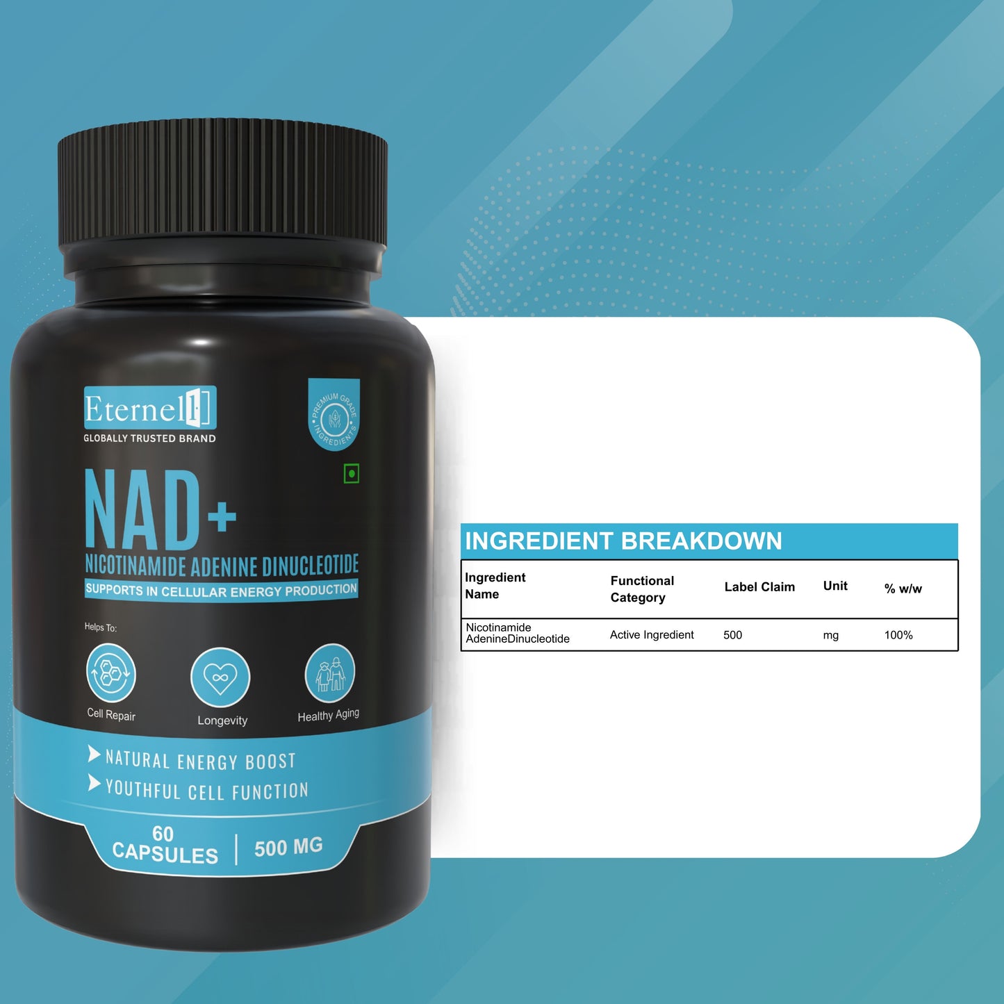NAD+ Capsules 500 mg – Cellular Energy & Longevity