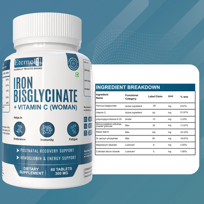Iron Bisglycinate (Female) 300 mg – Women’s Iron Support