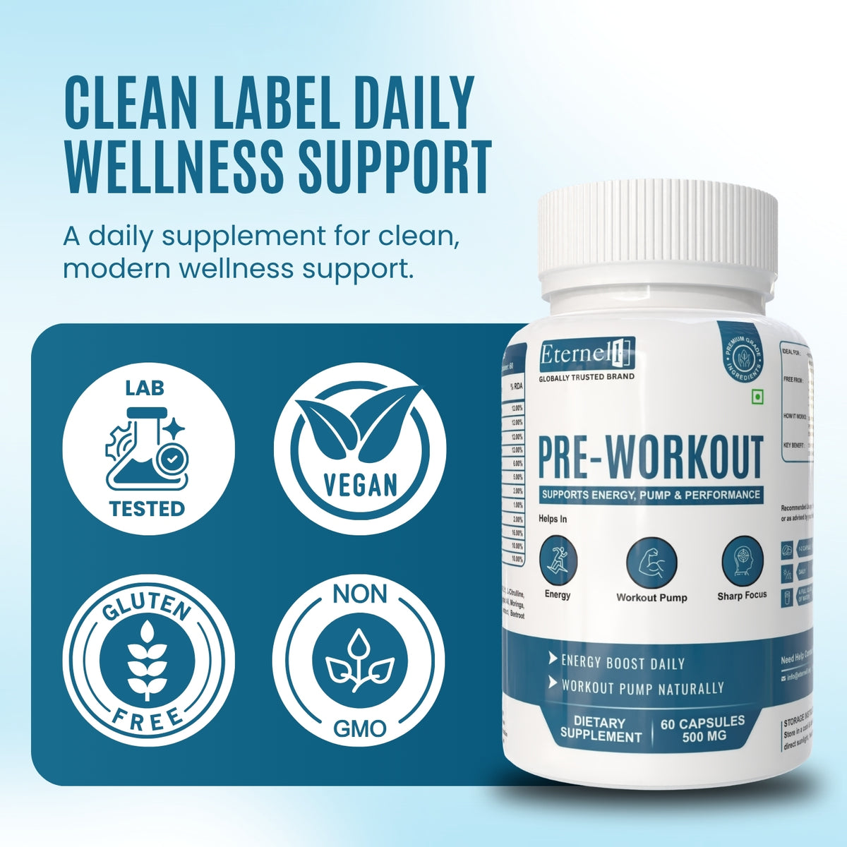 Pre Workout - 500 mg Capsules – Energy & Focus Support