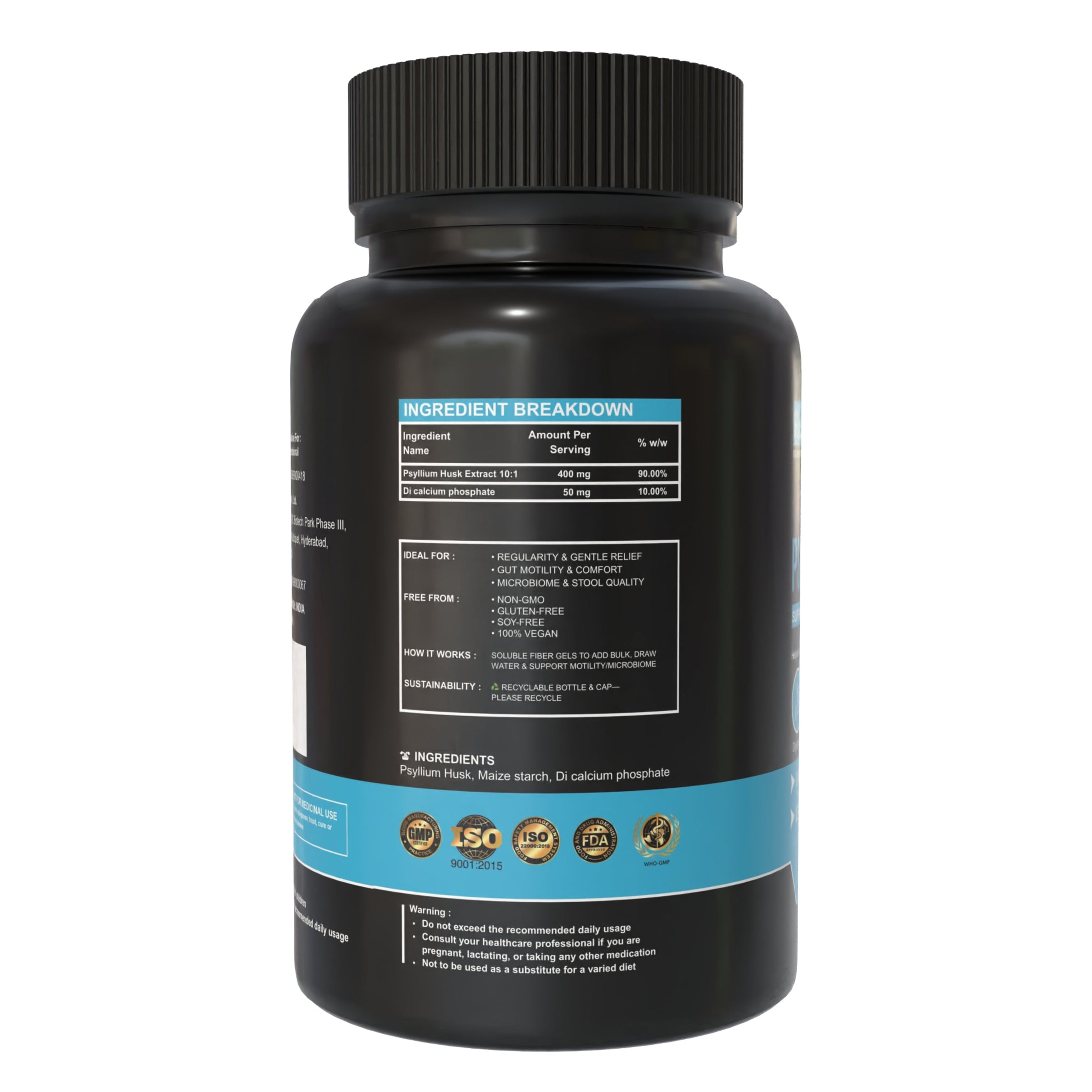 Psyllium Husk 500 mg – Constipation & Gut Health Support