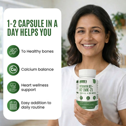 Calcium + Vitamin D3 K2 MK-7 Tablet – 500 mg