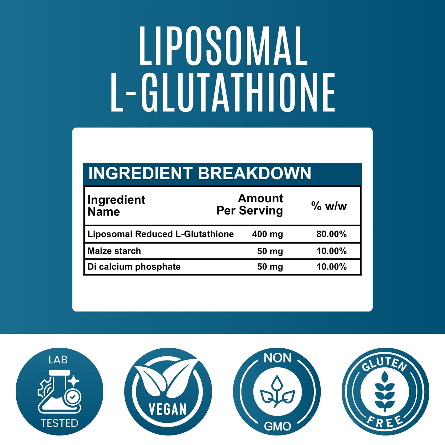 Liposomal L-Glutathione-500 mg Skin Brightening & Detox Support