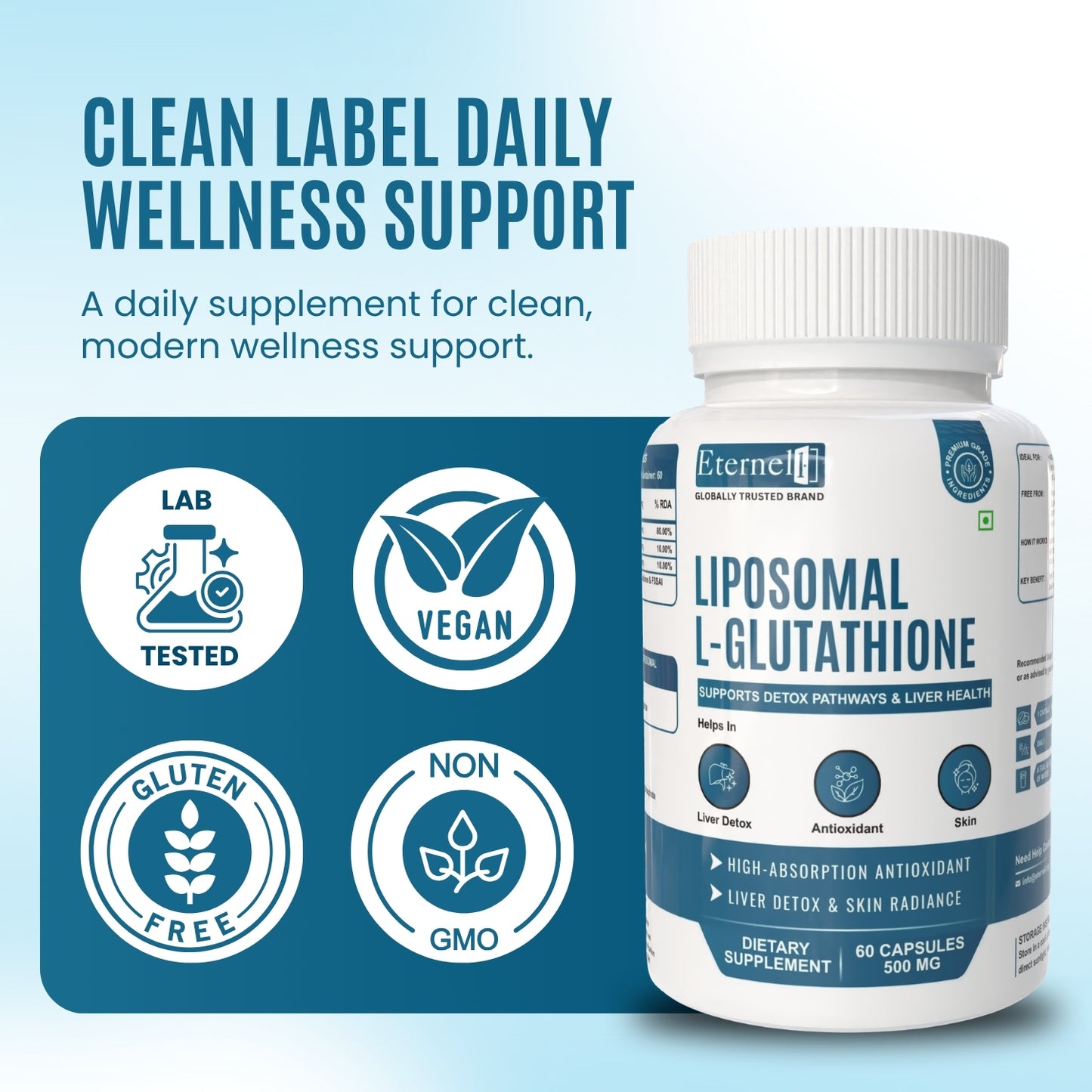Liposomal L-Glutathione-500 mg Skin Brightening & Detox Support